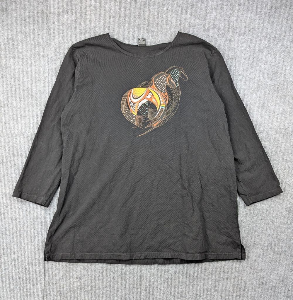 Sabaku Artwear Shirt Women Large Native American Equestrian Southwestern Vintage